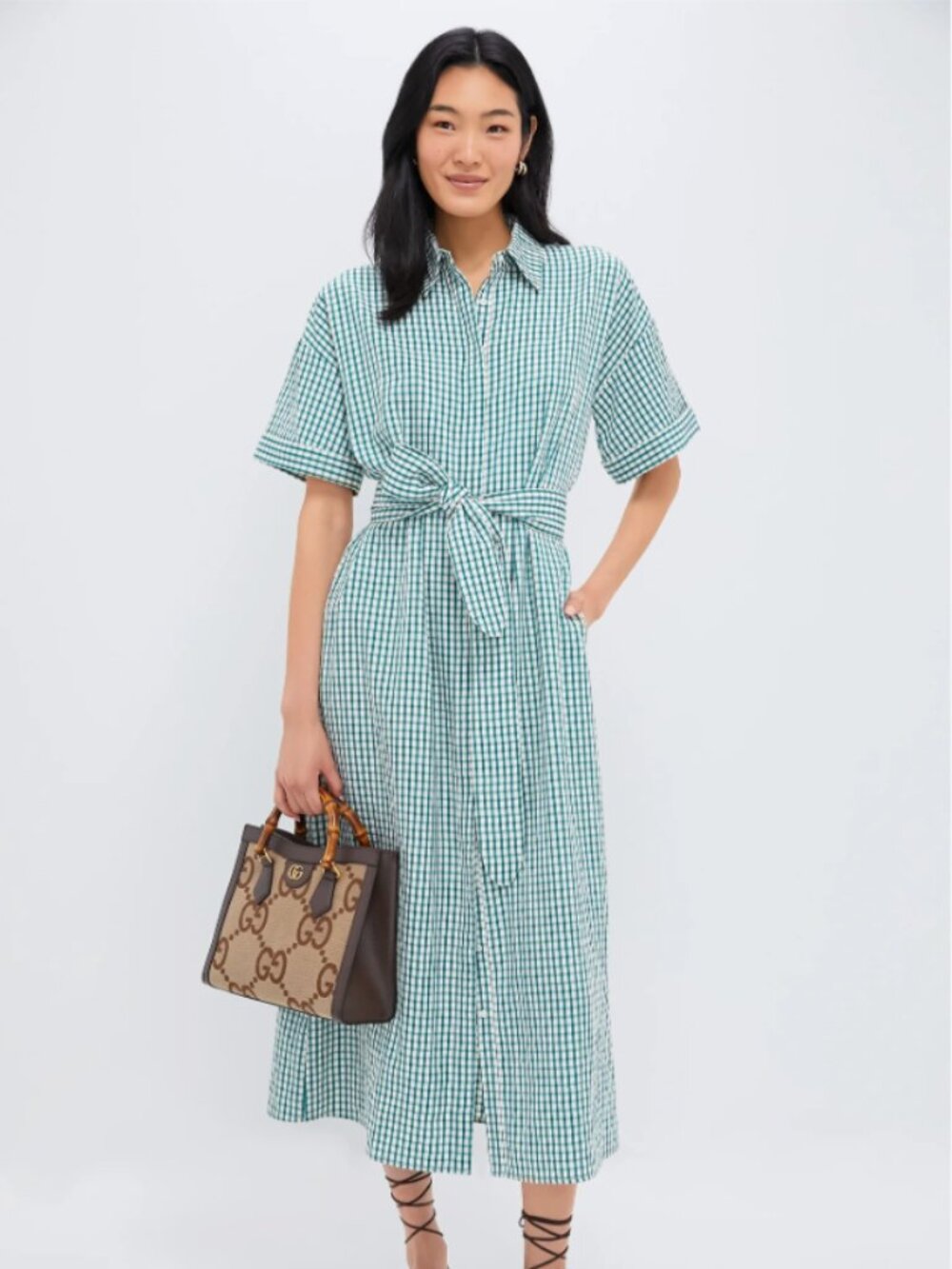 NWT Tuckernuck Pomander Place Green Gingham Seersucker Zacara Dress